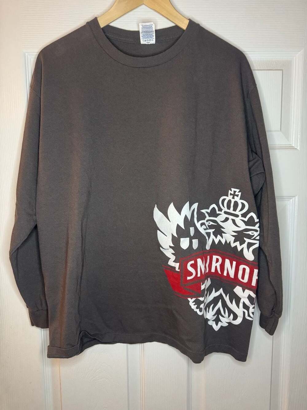 VTG Smirnoff Vodka Graphic Logo Long Sleeve Shirt Delta Pro Weight XL